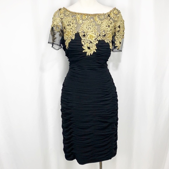 NWT Lara Designs Black & Gold Cocktail Dress 20 - Picture 2 of 13